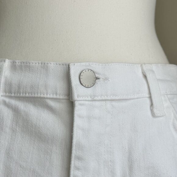 L’AGENCE Ryland High Rise Cut Off Shorts White Blanc Denim Raw Hem US 31 NWT - Picture 8 of 8